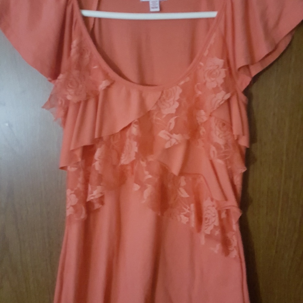 Ruffle coral lace top